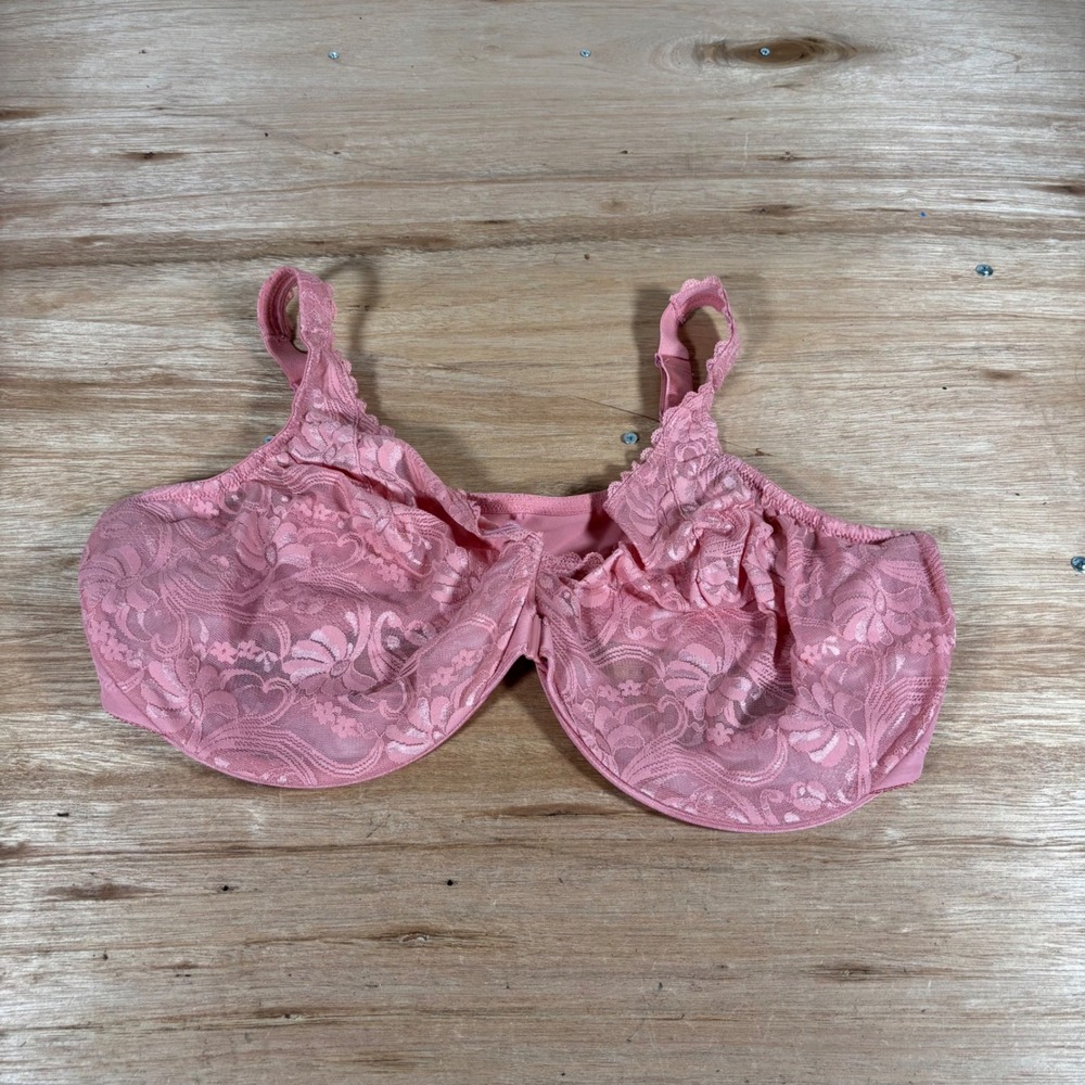 Glamorise MagicLift Floral Lace Full Figure Bra Rose Pink 48F 4166